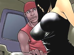 Interracial cartoon group sex: one girl and four niggas