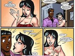 Two chicks are going to fuck black stud in the John Persons cartoon porn