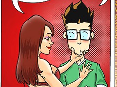 Adult comics. Pizza boy delivered his order to sexy cartoon customer but she wants protein cocktail for free